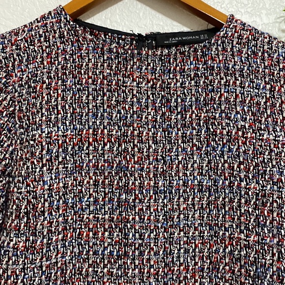 Zara Woman Tweed and Shirt Style Pleated Top - Picture 4 of 7